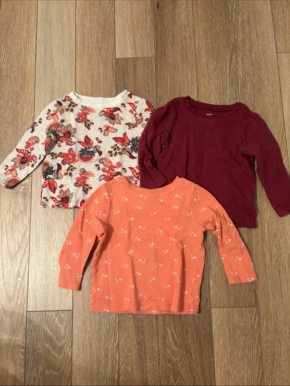 Old Navy Girls Long-Sleeve Tee Trio - Floral, Burgundy & Coral